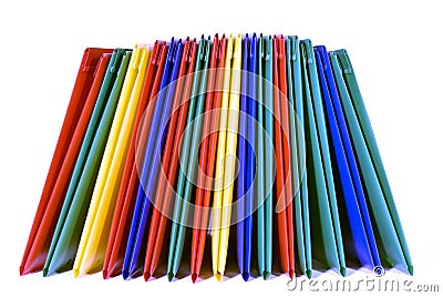 Brightly Colored Folders Stacked Stock Photo