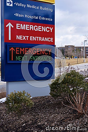 Modern Electronic Hospital Emergency Sign Stock Photo