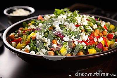 a brightly colored salad with chickpeas and feta cheese Stock Photo