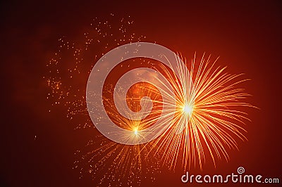 Brightly colorful festive fireworks Stock Photo