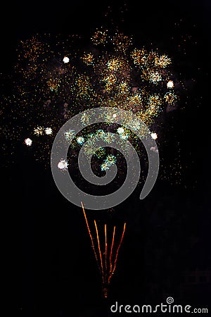 From brightly Colorful Fireworks on black background Stock Photo