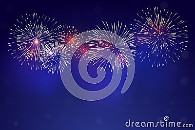 Brightly colorful fireworks Vector Illustration