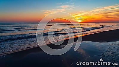 Brightly colorful sunrise on the sea coast.Nature wallpaper Stock Photo