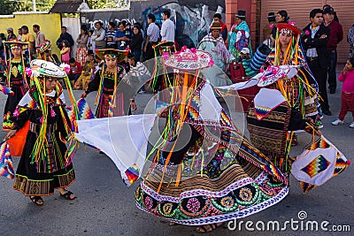 Mallasa La Paz Bolivia - 2 February 2014 : Traditionally dressed Editorial Stock Photo