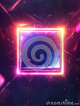 Brightly lit microchip design glowing with neon colors and abstract effects in a futuristic setting. Generative AI Stock Photo