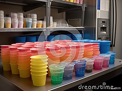 Office water cooler with reusable cups Stock Photo