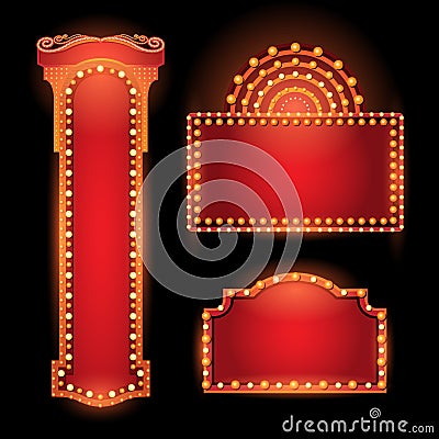 Brightly theater glowing retro cinema neon sign Vector Illustration