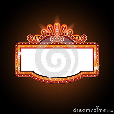 Brightly theater glowing retro cinema neon sign Vector Illustration