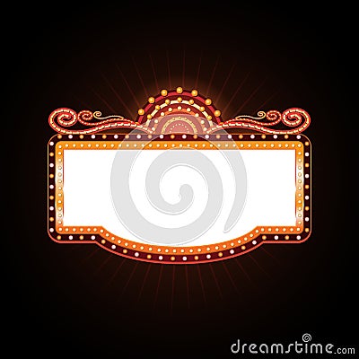 Brightly theater glowing retro cinema neon sign Vector Illustration