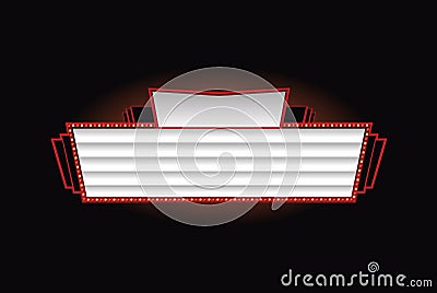 Brightly theater glowing retro cinema neon sign Vector Illustration