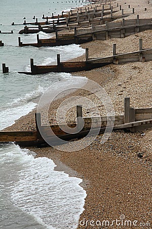 Brighton Beach Groynes Stock Photo