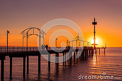 Brighton Beach jetty with people Stock Photo