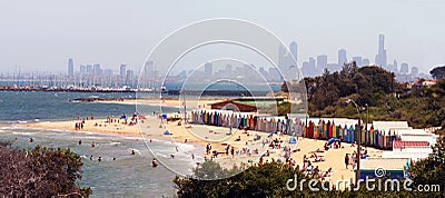 Brighton Beach Panorama Editorial Stock Photo