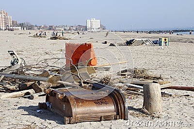 Brighton Beach post Sandy Editorial Stock Photo