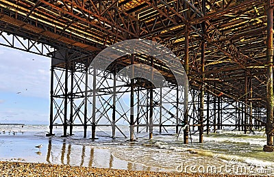 The Brighton Pier seen from underneath Stock Photo