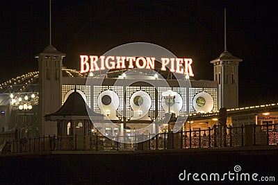 Brighton Pier South England At Night Stock Photo