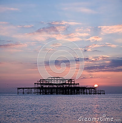 Brighton's West Pier at sunset Stock Photo