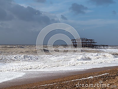 BRIGHTON, SUSSEX/UK - FEBRUARY 15 : Brighton after the storm in Editorial Stock Photo