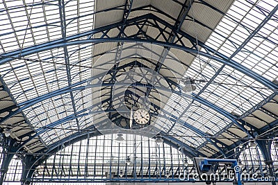 Brighton, Sussex, United Kingdom - March 7, 2020: Ceiling inside Brighton rail station Editorial Stock Photo