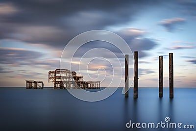 Brighton West Pier at dawn Stock Photo