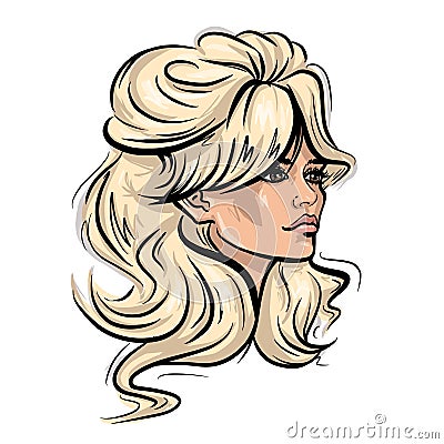 Brigitte Bardot portrait sketch illustration Cartoon Illustration