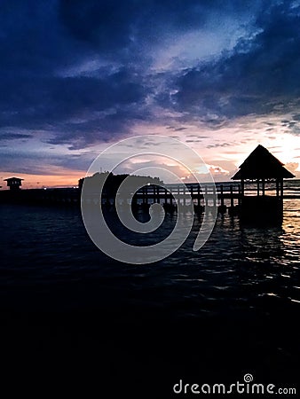 Brigth at the beach with sunset reflektion Stock Photo