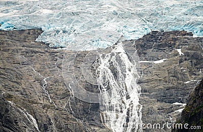 Briksdalsbreen Briksdal glacier, one of the most accessible and best known arms of the Jostedalsbreen glacier, Stryn, Vestland, Stock Photo