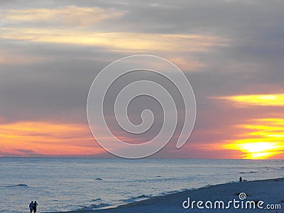 Brilliant beach sunset, Gulf Shores, Alabama Stock Photo