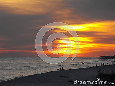 Brilliant beach sunset, Gulf Shores, Alabama Stock Photo