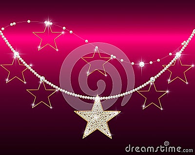 Brilliant chain with a golden stars Stock Photo