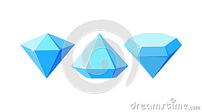 Brilliant crystals icons isolated in white background. Diamond ice crystals. Vector illustration Vector Illustration