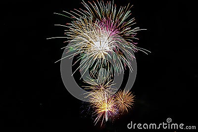 Brilliant Many Fireworks Starburst Display Stock Photo