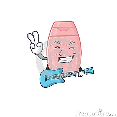 Brilliant musician of baby cream cartoon design playing music with a guitar Vector Illustration