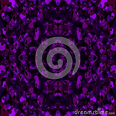 Brilliant ornament of violet spots and velvet blots on black. Stock Photo