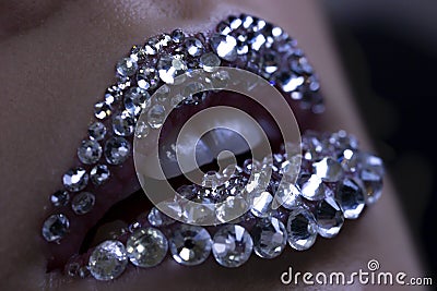 Brilliant smile teeth jewelry macro close Stock Photo