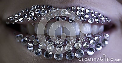 Brilliant smile teeth jewelry macro close Stock Photo
