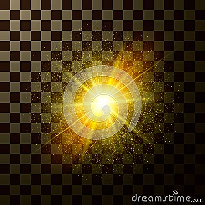 Brilliant star shining. Design magical light with sparkles isolated on transparent background. Mystic flash of Christmas fantasy. Vector Illustration