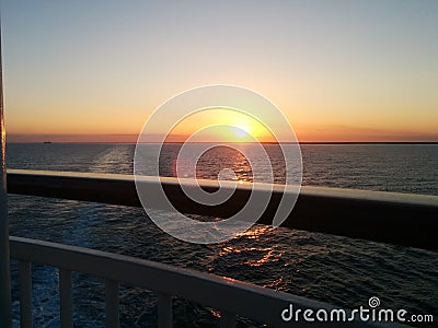 Brilliant sunset from cruise ship Stock Photo