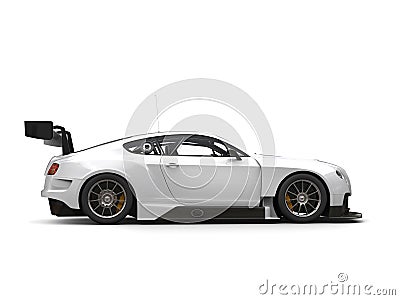 Brilliant white modern super car - side view Stock Photo