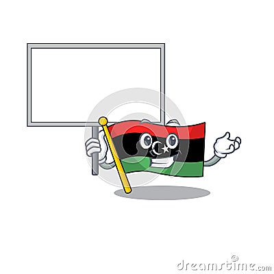 Bring board flag libya mascot shaped on character Vector Illustration