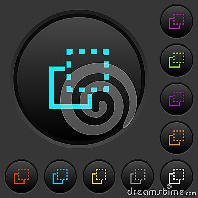 Bring element to front dark push buttons with color icons Stock Photo