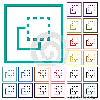 Bring element to front flat color icons with quadrant frames Stock Photo