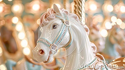 Bring a touch of whimsy to your brand with our Vintage Carousel setting boasting a carousel horse adorned with intricate Stock Photo