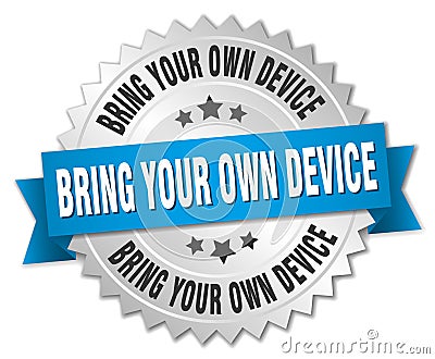 bring your own device round isolated badge Vector Illustration
