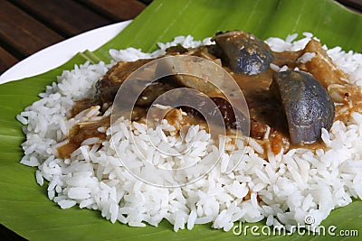 Brinjal sambar - A lentil soup from Tamilnadu Stock Photo