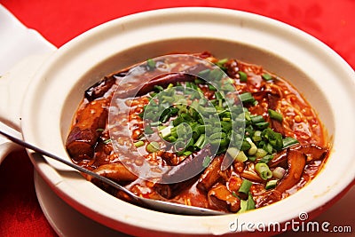 Brinjal served in a pot Stock Photo