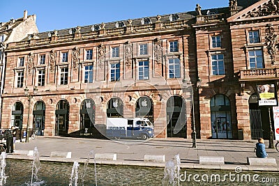 Brinks truck in Strasbourg, France Apple Store Editorial Stock Photo