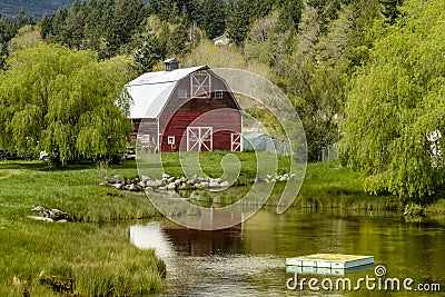 Brinnon Washington Barn by Pond Stock Photo