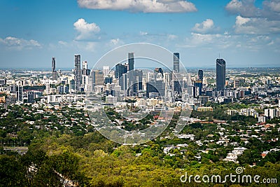 Brisbane, Australia - City lookout as seen from Mount Coot-Tha Summit Lookout Editorial Stock Photo