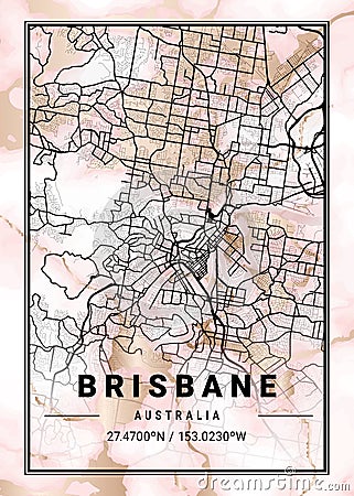 Brisbane - Australia Daphne Marble Map Stock Photo